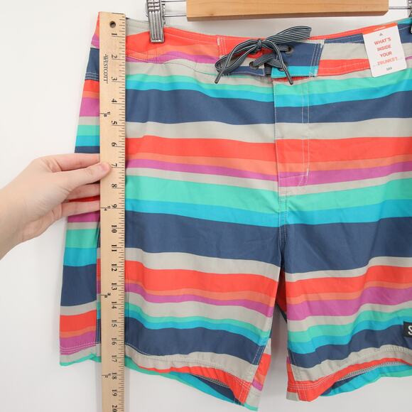 SAXX Swim Trunks Multicolor Striped Board Shorts Betawave Quick Dry Size 34 NWT - Picture 5 of 15